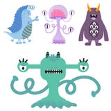 滑稽的动画片妖怪逗人喜爱的外籍人字符生物愉快的例证恶魔五颜六色的动物传染媒介 向量例证 滑稽的动画片妖怪逗人喜爱的外籍人字符生物愉快的例证恶魔五颜六色的动物传染媒介 向量例证