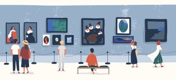 经典美术画廊或博物馆观察展览的访客 看绘画的人们或游人陈列 人 向量例证 经典美术画廊或博物馆观察展览的访客 看绘画的人们或游人陈列 人 向量例证