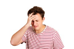 绝望哭泣的人用在头发的手 在白色背景隔绝的情感人 免版税库存照片 绝望哭泣的人用在头发的手 在白色背景隔绝的情感人 免版税库存照片