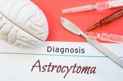 脑子形象、外科说谎在标题诊断Astrocytoma附近的解剖刀、注射器和小瓶 诊断的概念照片,外科 库存图片 脑子形象、外科说谎在标题诊断Astrocytoma附近的解剖刀、注射器和小瓶 诊断的概念照片,外科 库存图片