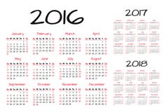 英国日历2016-2017-2018传染媒介例证 向量例证 英国日历2016-2017-2018传染媒介例证 向量例证