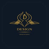 金线图表组合图案 文雅艺术商标设计 信函D 优美的模板 企业标志,餐馆的,皇族身分 库存例证 金线图表组合图案 文雅艺术商标设计 信函D 优美的模板 企业标志,餐馆的,皇族身分 库存例证