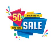 销售-创造性的横幅传染媒介例证 促进布局的抽象概念折扣50%在白色背景 贴纸 向量例证 销售-创造性的横幅传染媒介例证 促进布局的抽象概念折扣50%在白色背景 贴纸 向量例证