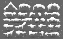 雪,有阴影的冰冠 在冬天背景的斯诺伊元素 降雪和雪花 圣诞节和新年,冬天季节 向量例证 雪,有阴影的冰冠 在冬天背景的斯诺伊元素 降雪和雪花 圣诞节和新年,冬天季节 向量例证