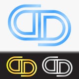 首写字母DD优质蓝色金属被转动的小写商标模板在白色背景中和在金子和银的习惯预览 免版税库存照片 首写字母DD优质蓝色金属被转动的小写商标模板在白色背景中和在金子和银的习惯预览 免版税库存照片