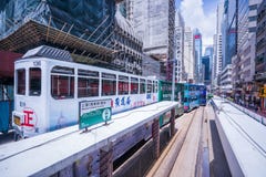 香港电车轨道,香港` s电车在两个方向运行--东部和西部乘客倾斜作为香港电车 免版税库存照片 香港电车轨道,香港` s电车在两个方向运行--东部和西部乘客倾斜作为香港电车 免版税库存照片