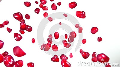 白色背景中 石榴的垂口谷在斜角上飞翔影视素材 视频包括有部分 异乎寻常 谷物 红色 黏浆状物质