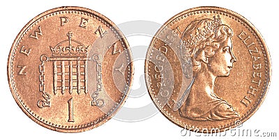 1 british penny coin Editorial Stock Photo