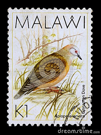 A 1-kwacha stamp printed in Malawi Editorial Stock Photo