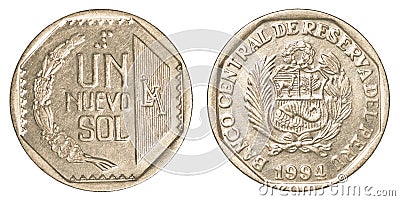 1 Peruvian nuevo sol coin Stock Photo