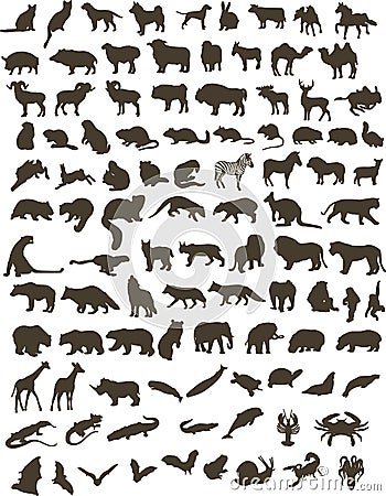 100 animals Vector Illustration