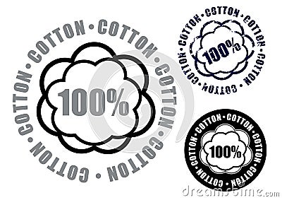100% Cotton Seal / Mark / Icon Vector Illustration