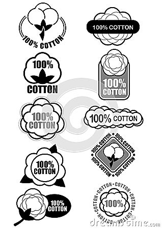 100% Cotton Seals / Marks Vector Illustration