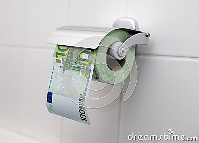 100 Euro Toilet Paper Stock Photo