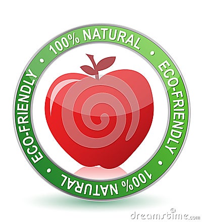 100% natural apple seal illustration design Vector Illustration