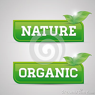 100 percent nature - organic button Stock Photo