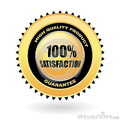 100% satisfaction guarantee gold emblem Vector Illustration