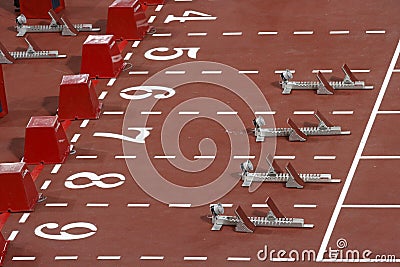 110-meter hurdles Blocks Editorial Stock Photo