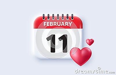 11th day of the month icon. Event schedule date. Calendar date 3d icon. Vector Stock Photo