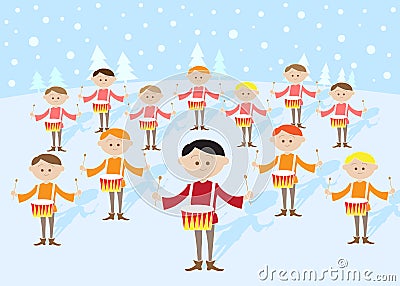 12 Days of Christmas: 12 Drummers Drumming Vector Illustration