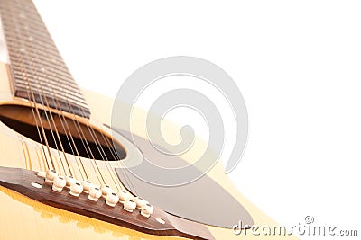 A 12 string acoustic guitar on a white background Stock Photo