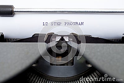 12 Twelve Step Program Typed on an Old Typewriter Stock Photo
