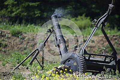120 mm mortar Stock Photo