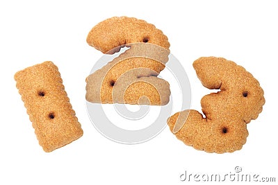 123 numerical chocolate cookies Stock Photo