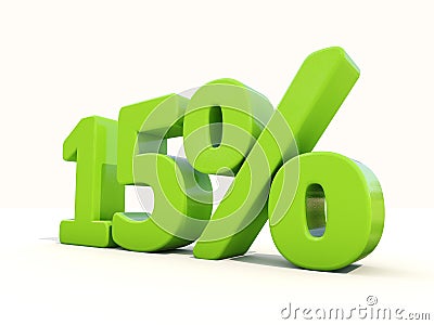 15% percentage rate icon on a white background Cartoon Illustration