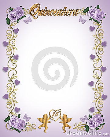 15th Birthday Quinceanera Invitation Stock Photo