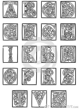 15th Century Alphabet from the Golden Bible Stock Photo