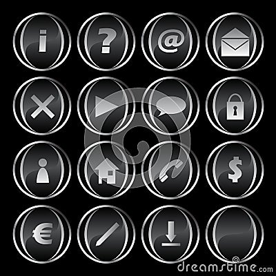 16 black/gray buttons part 1 Vector Illustration