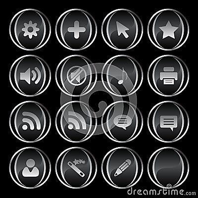 16 black/gray buttons part 4 Vector Illustration