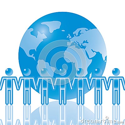 16. Global Team in blue. Vector Illustration