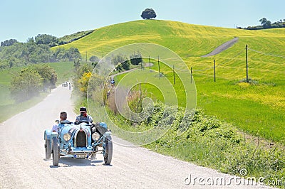 A 1925 BUGATTI Type 35 A at 1000 Miglia Editorial Stock Photo