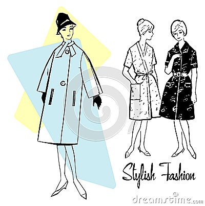 1960s Fashion Vector Illustration