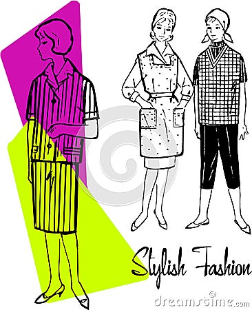 1960s Fashion Vector Illustration