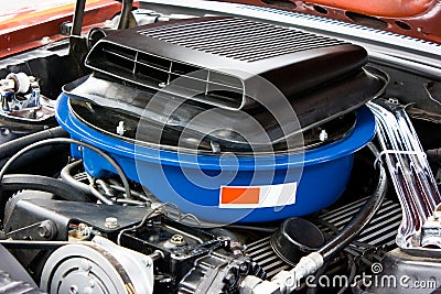 1969 Ford Mustang 8 Cylinder Engine Stock Photo