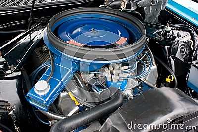 1971 Ford Mustang 8 Cylinder Engine 351C Stock Photo