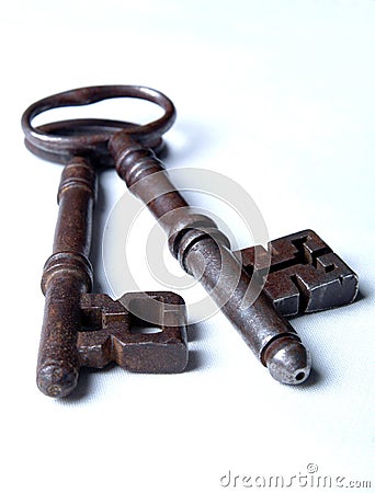 2 Antique Victorian Keys Stock Photo