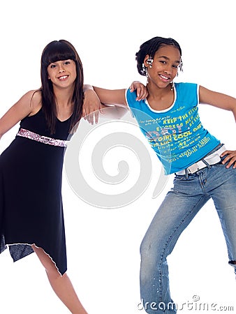 2 cute girls posing Stock Photo