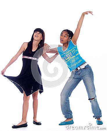 2 cute girls posing Stock Photo