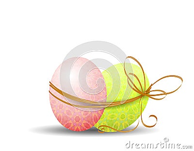 2 Easter Eggs Wrapped in String Cartoon Illustration