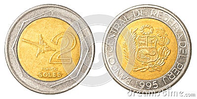 2 Peruvian nuevo sol coin Stock Photo