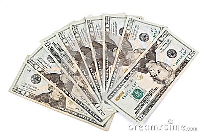 20 Dollar Bills Stock Photo