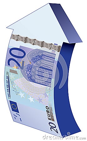 20 Euros and up arrow Vector Illustration