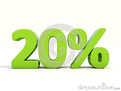 20% percentage rate icon on a white background Cartoon Illustration