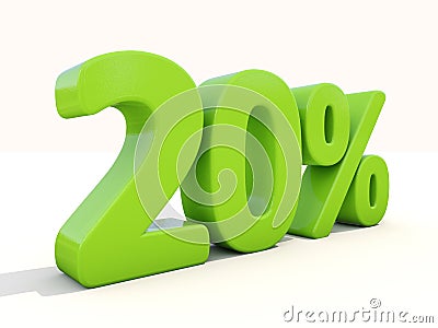 20% percentage rate icon on a white background Cartoon Illustration