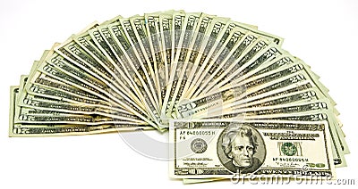 20 US Dollar Bills Stock Photo