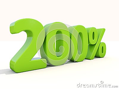 200% percentage rate icon on a white background Cartoon Illustration